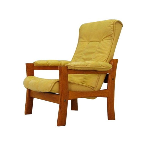 Gele leren fauteuil, Deens ontwerp, 1960S, Productie: Denemarken