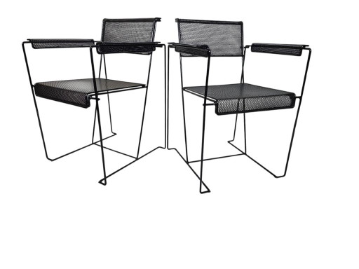 Pilastro Style - Post Modern - (2) Chairs - Perforated Steel - Holland - 70's – fauteuils, Metal