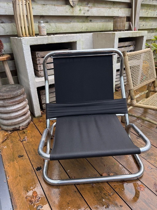 1 silla vintage cromada/de lona