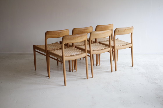 Image 1 of Set aus 6 Esszimmerstühlen, Modell 75, Niels Otto Møller