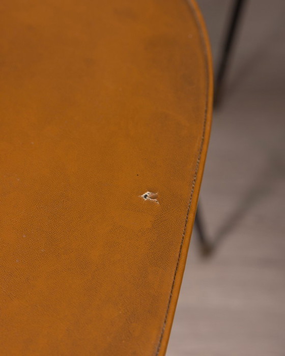 Image 1 of Set of 6 Vintage 1960s Metal and Leather Chairs, Italian Design