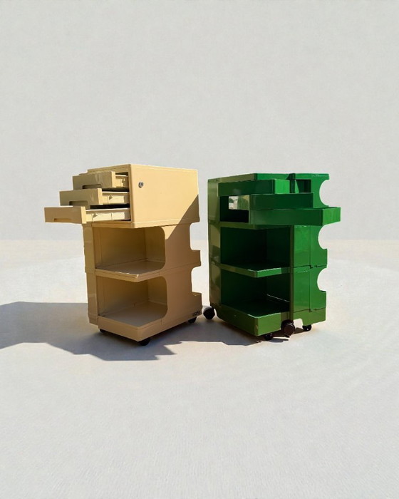 Image 1 of Chariot d'artiste Boby B33 original, de couleur verte, conçu par Joe Colombo pour Bieffeplast dans les années 1970.