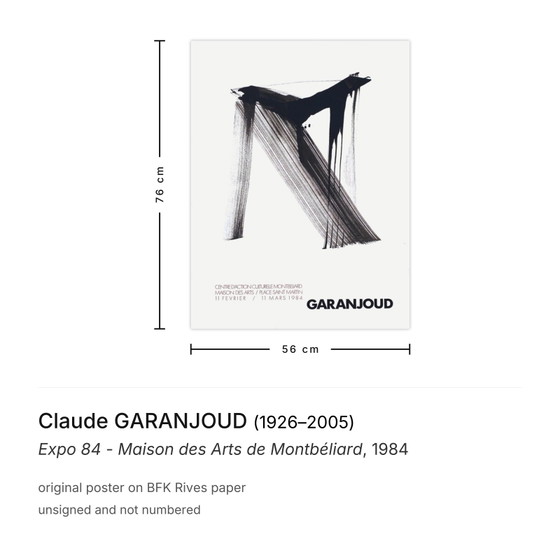 Claude Garanjoud Poster Expo 84 - Maison Des Arts De Montbéliard – Paper (photo 3 of 5)