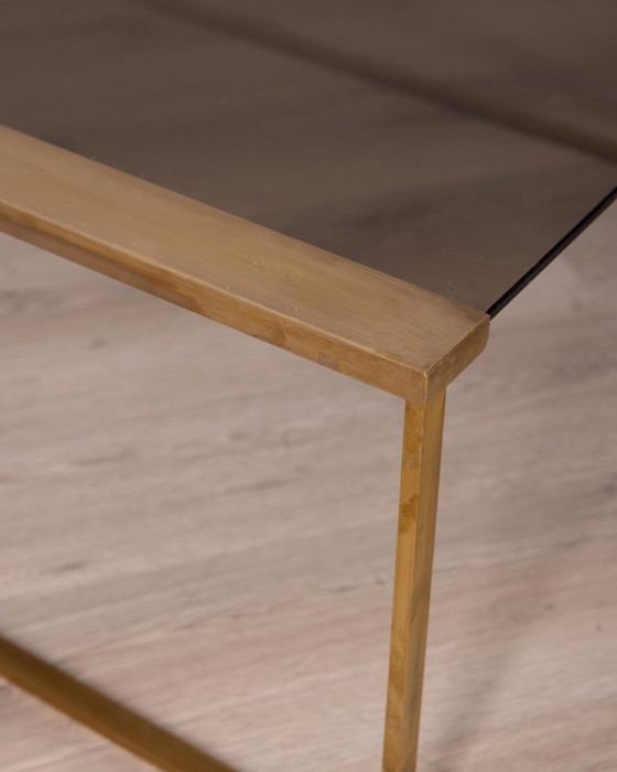 Image 1 of Tavolino da caffè vintage anni '60, design italiano in ottone e vetro.