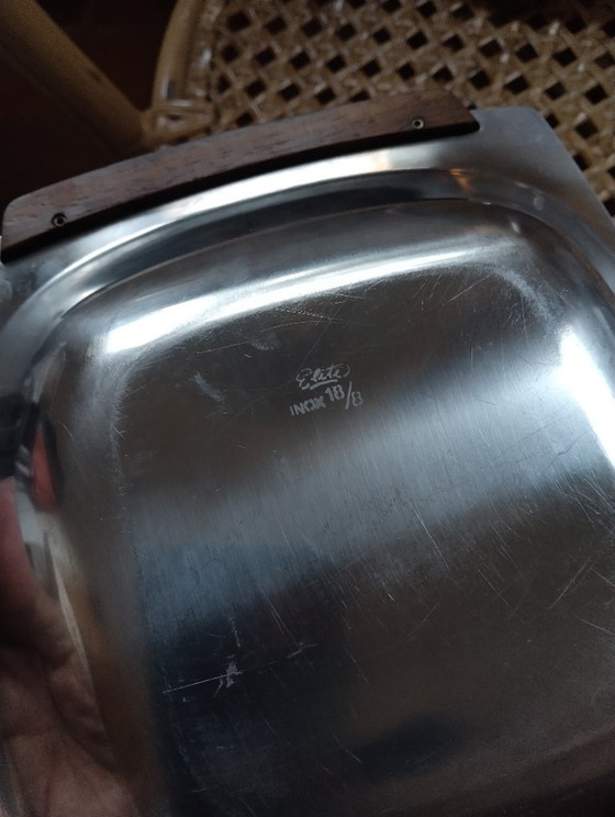 2 vintage, Inox serving trays Danish design – Table accessories, Wood (photo 4 of 6)