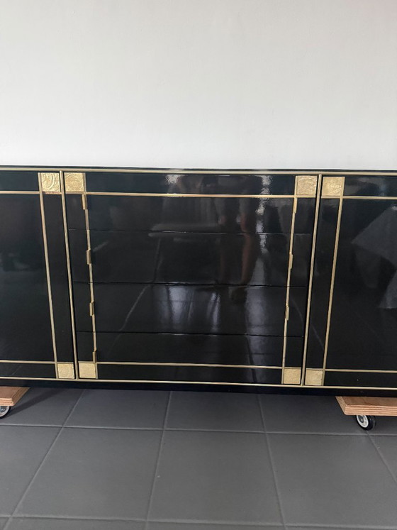 Pierre Cardin Sideboard With Brass Black Lacquered Shell Inlays, 1980 – Wood (photo 42 of 64)