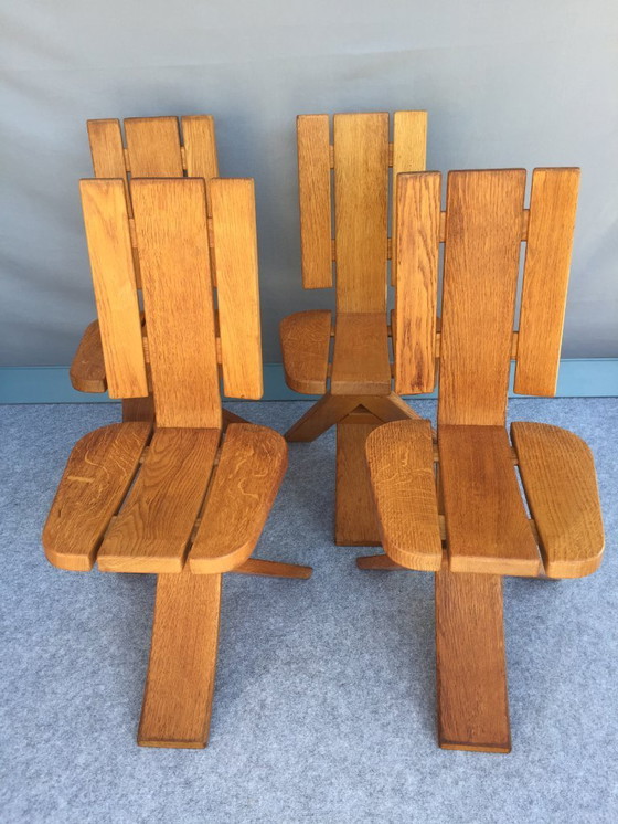 Image 1 of PIERRE CHAPO / SELTZ - 4 VINTAGE CHAIRS