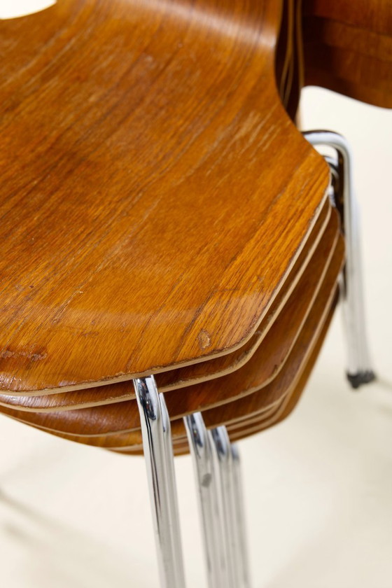 Image 1 of 8x Teak T Chairs by Arne Jacobsen, Fritz Hansen, 1980s