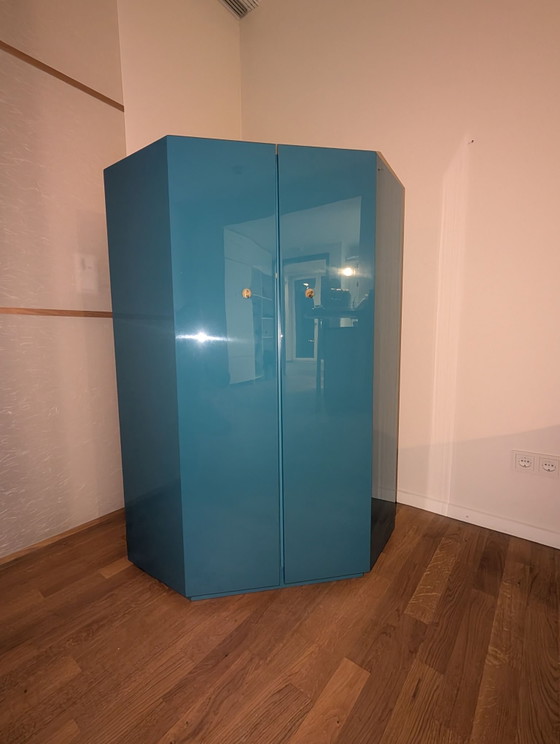Cassina/ Simon "Bramante 2" Tall Cabinet by Kazuhide Takaha, High Boards, Metal, Wood, Blue (photo 2 of 6)