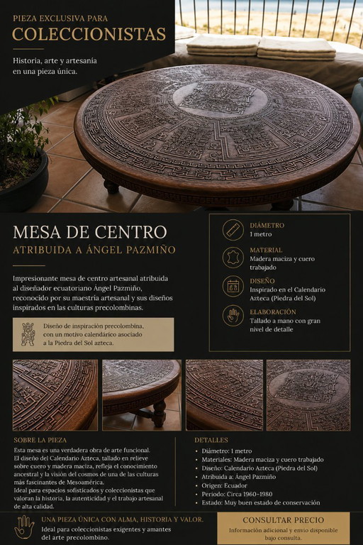 Élégante et exclusive Table Pazmiño « Calendrier aztèque »