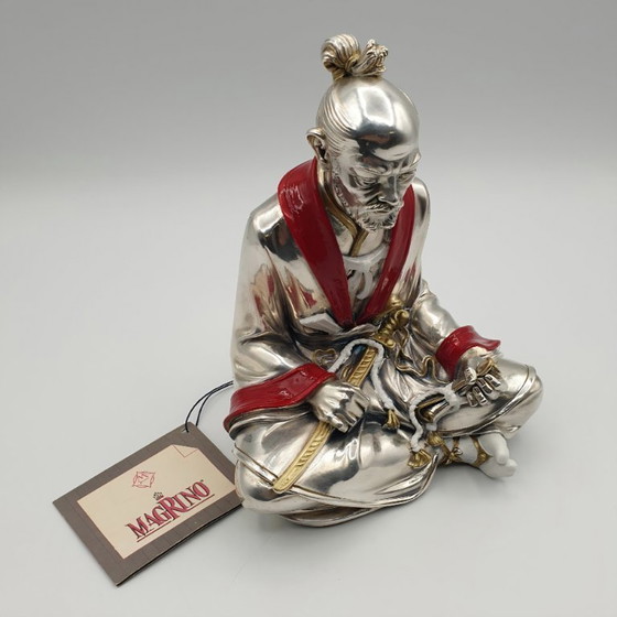 Image 1 of Vintage Arnaldo Giannelli 925 Zilveren Samurai Sculptuur (1984) – Italiaans Design