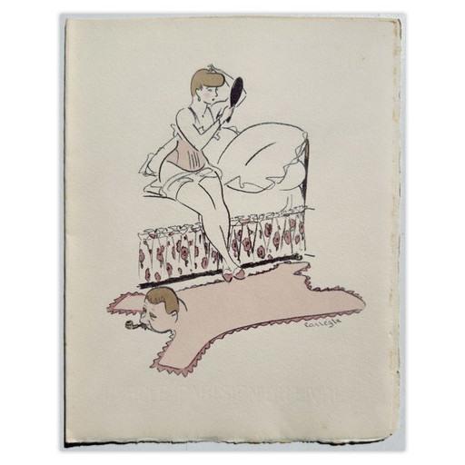 Charles Emile Carlegle, Dinermenu van de Parijse Boekenkring, lithografie, 1937