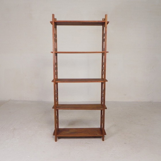 Dismountable wooden bookshelf, etagere, 1960s, Shelving unit, Brown, Vintage (photo 4 of 15)