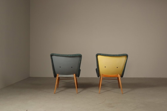 Paar Sessel von Miroslav Navrátil für Český Nábytek, Tschechoslowakei, 1959 – Fiberglass, Wood (photo 3 of 15)