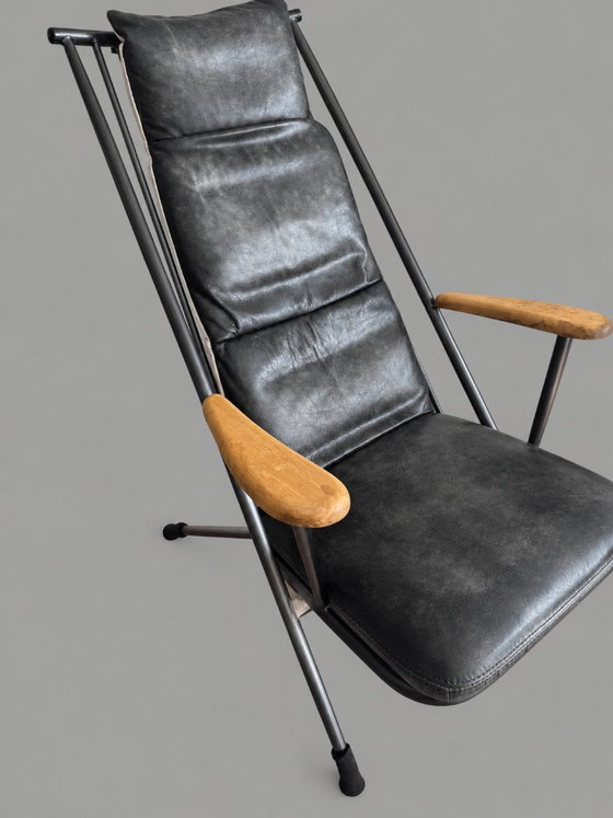 Huntingdon Studio Chair, Cuir noir et métal, Fauteuils, Bois, Design (photo 3 sur 5)