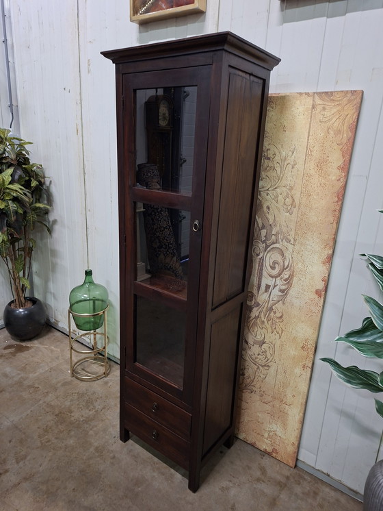 Image 1 of Colonial teak display cabinet, china cabinet, bookcase, dimensions: 59x41cm and 191cm high.