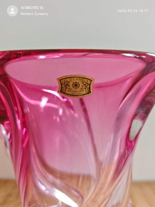 Val Saint Lambert "Vatel" – vintage kristallen vaas, ontwerp Rene Delvenne, 1957