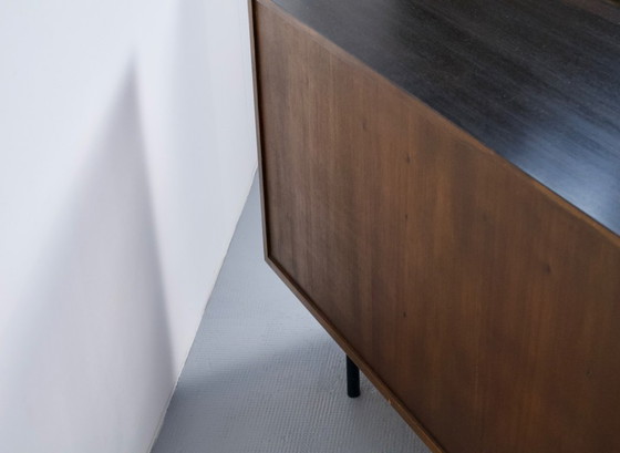 Image 1 of FLORENCE KNOLL SIDEBOARD MODEL 116 WOOD, LEATHER AND RAFFIA 1960