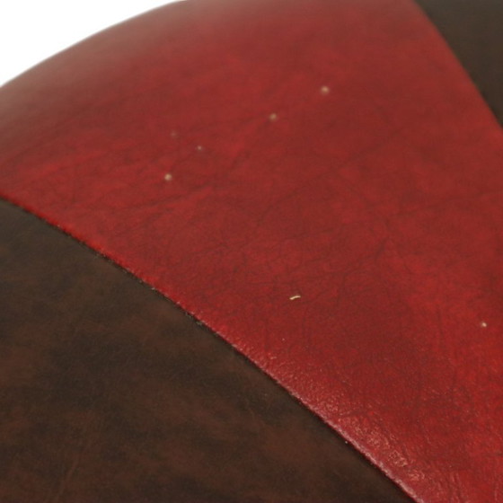 Image 1 of Poggiapiedi vintage rotondo Marrone Rosso Skai