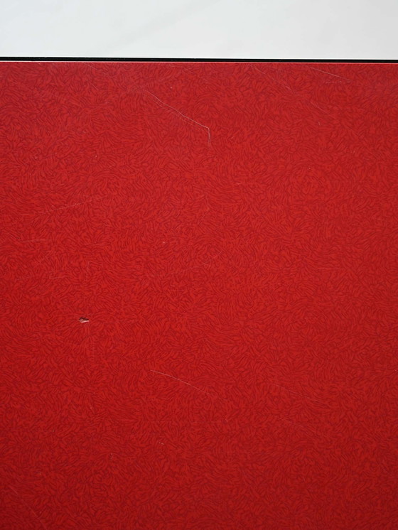 Image 1 of Table de salle à manger scandinave, années 1960, avec plateau en formica rouge
