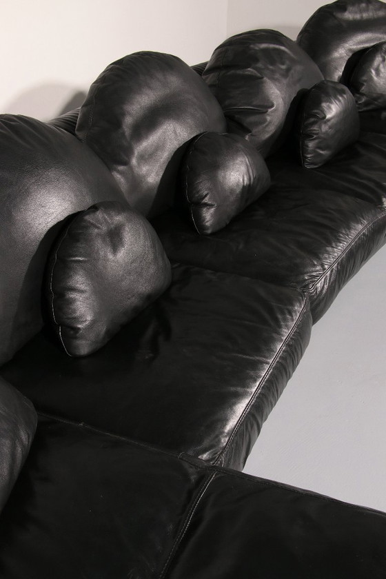 Image 1 of Divano componibile postmoderno dalla forma organica in pelle nera