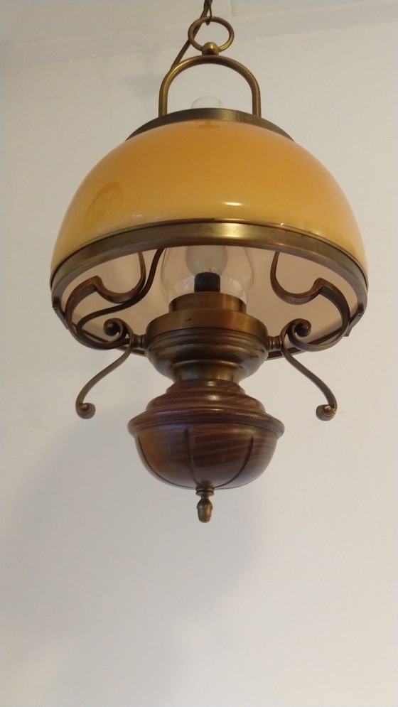 Image 1 of Seta Lámpara Colgante Vidrio Ámbar 1970s