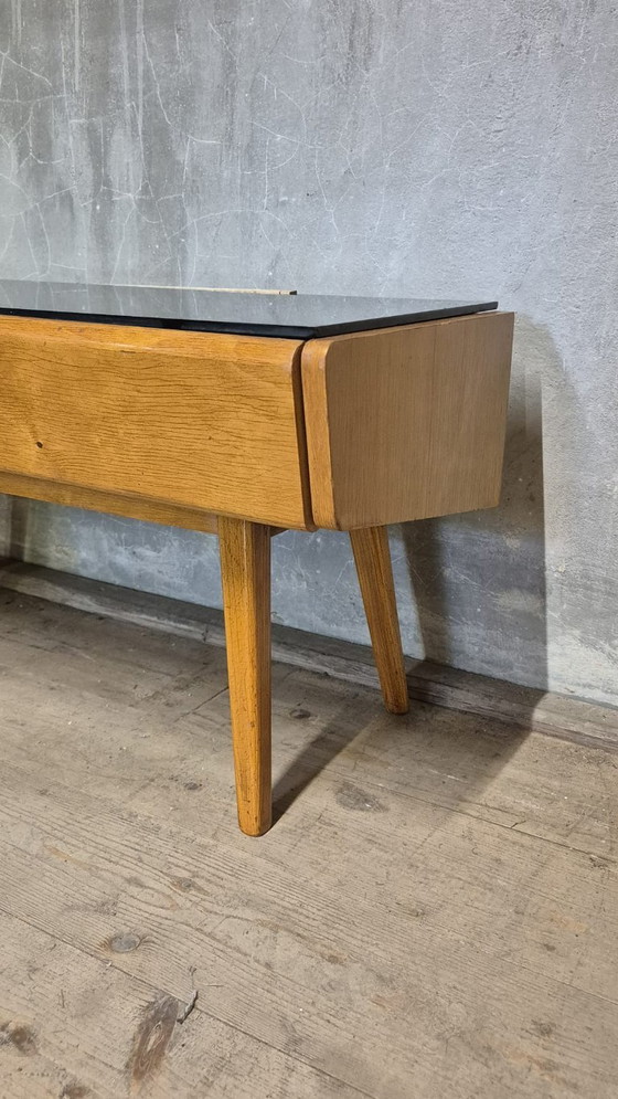 Vintage Mid-Century Sideboard / TV Cabinet, Oak, Czechoslovakia, 34 x 85 x 40 cm – Wood (photo 8 of 9)