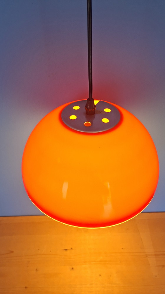 Image 1 of Orange vintage space age massive mushroom pendant lamp