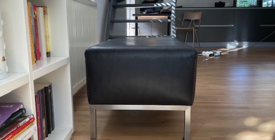 Label Gerard van den Berg banc/pouffe en cuir - Série Label Flex, Label Van den Berg, rvs, Noir (photo 5 sur 5)