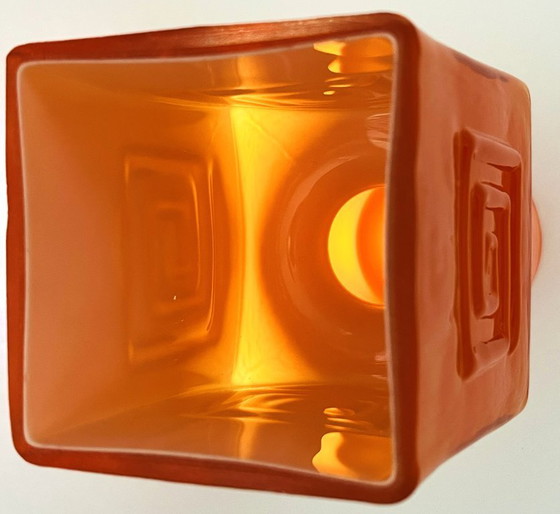 Image 1 of Retro Fans - Vaas - Jaren 60 - Fel Oranje -Fåglavik Glasbruk -Zweden