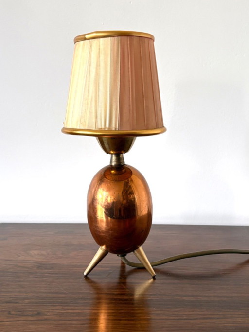 Lámpara de mesa vintage retro mini de cobre de los años 60