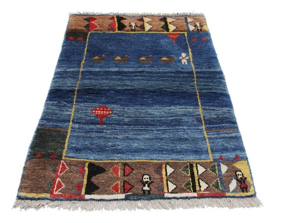 Image 1 of Original Perserteppich Gabbeh Ghashghai Orientteppich 142 cm x 99 cm Alt Natur