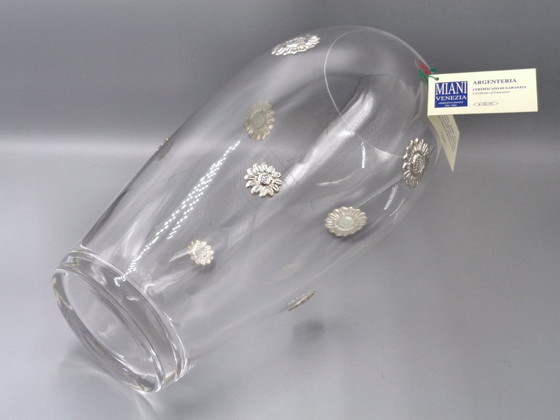 Image 1 of 30cm-high glass vase with 925 silver sunflowers