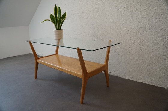 Image 1 of Table basse de style Mid-Century, avec un nouveau plateau en verre
