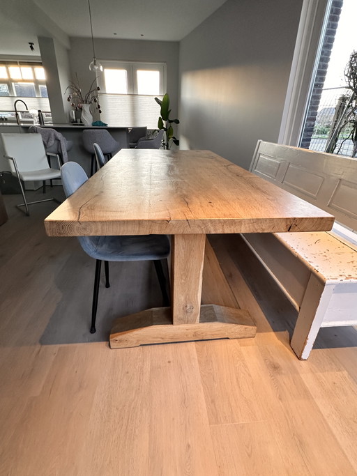 Table de monastère en chêne massif, 220 cm de long et 100 cm de large – rustique et robuste