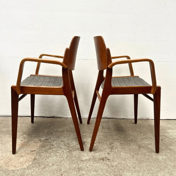 Image 1 of 4x dining chair with armrests in teak by Hartmut Lohmeyer for Wilkhahn