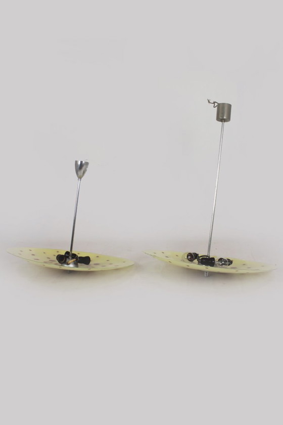 Image 1 of Large Vintage Czechoslovakian Opaline Glass Pendant Lights, 1970s, Set of 2