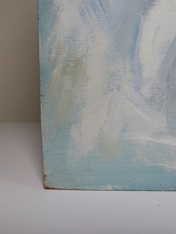 Image 1 of Naakt schilderij van een slapende vrouw, moderne olieverf op paneel, vintage