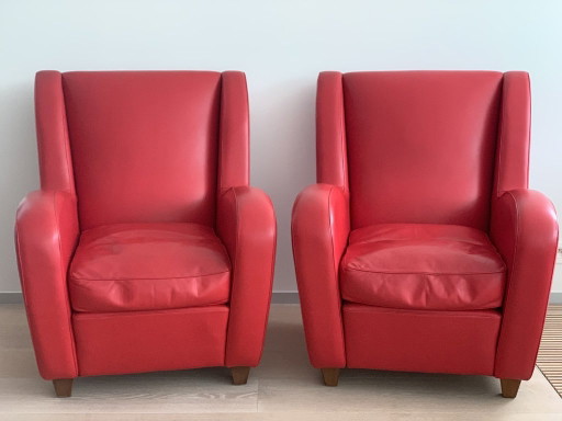 Poltrona Frau Metropolis, paar fauteuils in rood leer