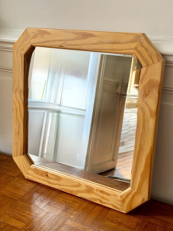 Espejo octogonal de madera clara. – Glass, Wood (photo 3 of 10)