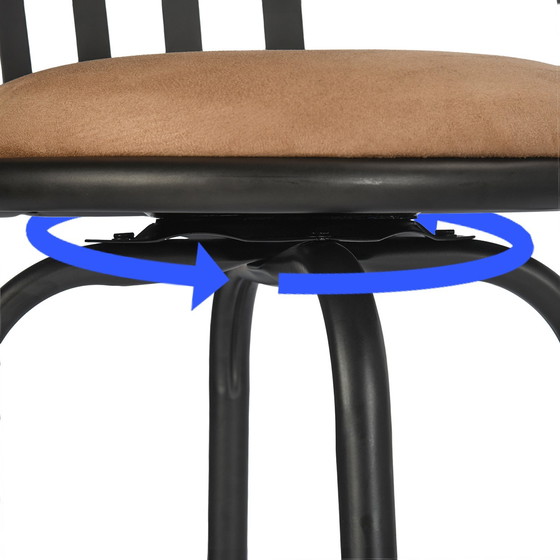 Image 1 of 2x sgabelli da bar girevoli marroni Urban Meuble in stile bistrot con poggiapiedi, 2 possibili altezze di seduta 62/73 cm Pistil