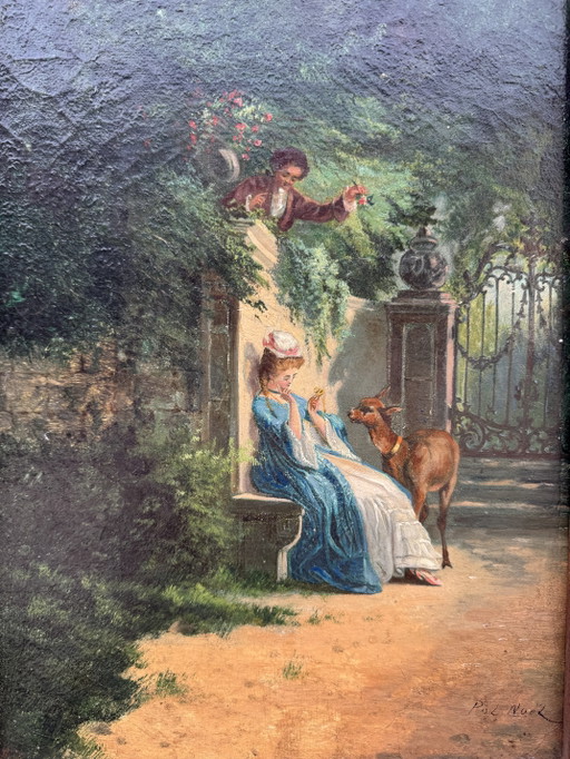 Galante Szene Gemälde 19. Jh. Pol Noël