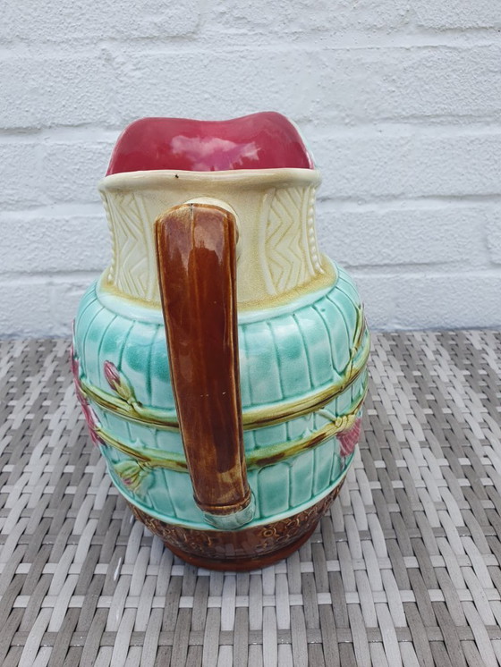 Image 1 of Antique A. Mouzin - Lecat majolica jug - ca 1900 - good condition