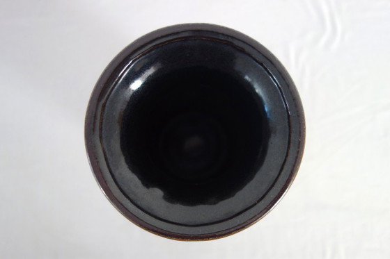 Grand vase de sol West Germany décor fat lava années 60, Céramique, Marron, Vintage (photo 6 sur 11)