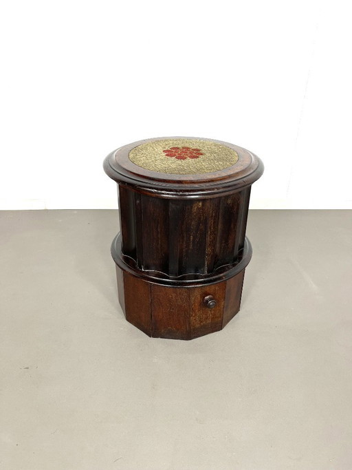 Antieke 19e-eeuwse Victoriaanse mahoniehouten toiletpot met opstapje