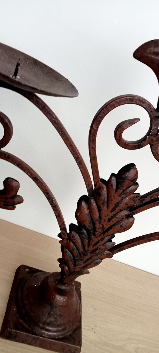 Bougeoir Fleur des Lis rustique rustique Brocante