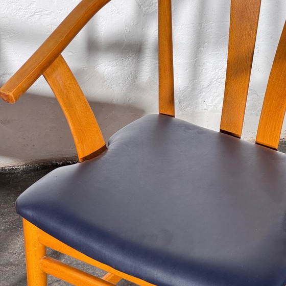 Set van 4 Carl-Ewert Ekström stoelen, blauwe lederen bekleding, jaren 70 – Fauteuils, Leather (photo 4 of 9)