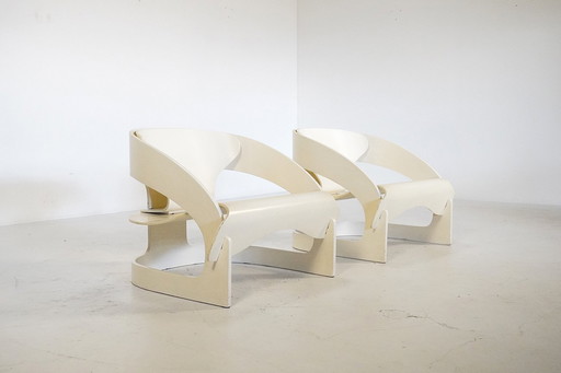 Paar Model 4801 loungestoelen van Joe Colombo voor Kartell, Italië 1960