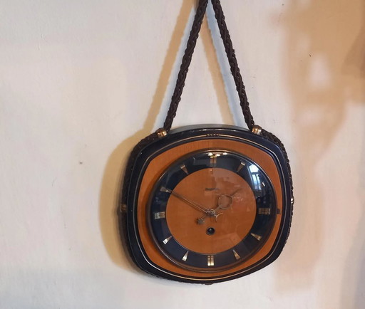 DUGENA Mechanical Rope Wall Clock, MCM Style, 1960s