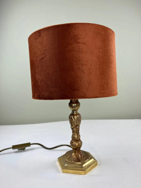 Messing- und Samtlampe – Tischlampen, Velvet, Brass (photo 9 of 12)